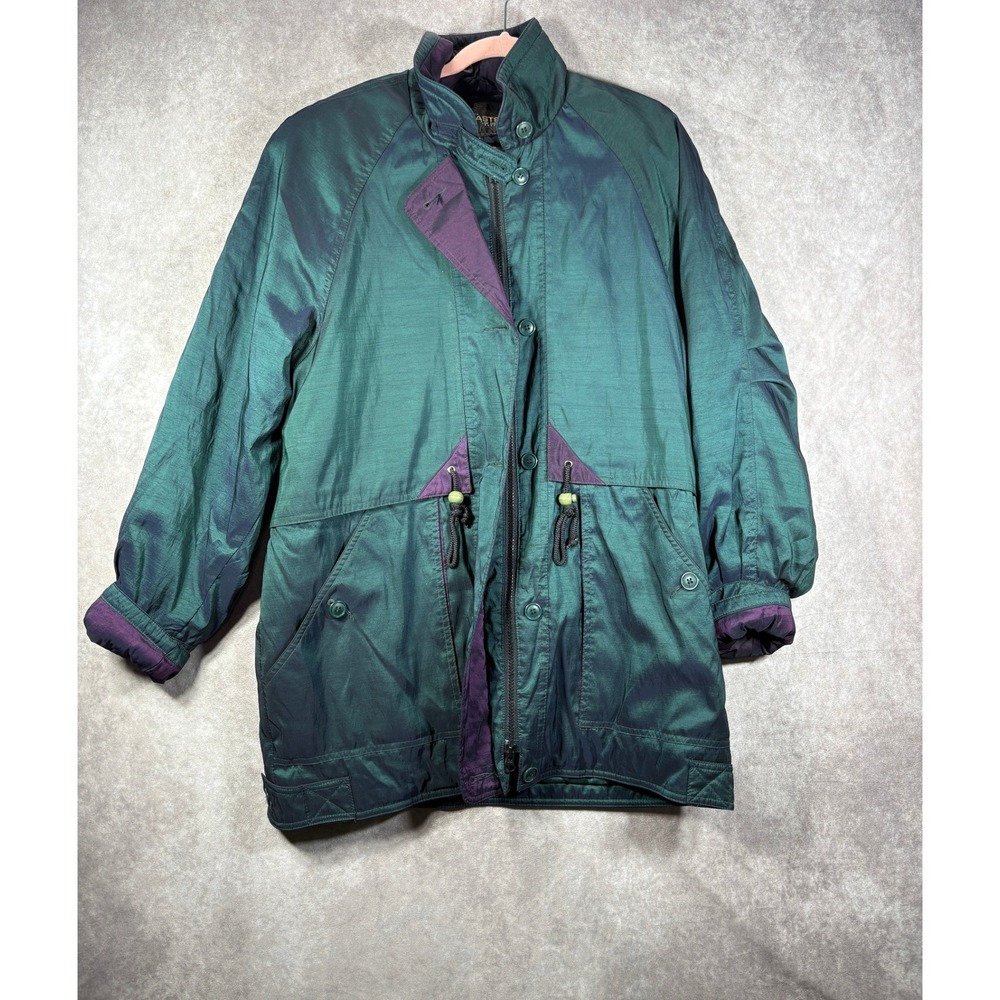 Vintage Forecaster of Boston Jacket Womens M Green Iridescent Quilted Parka 90s